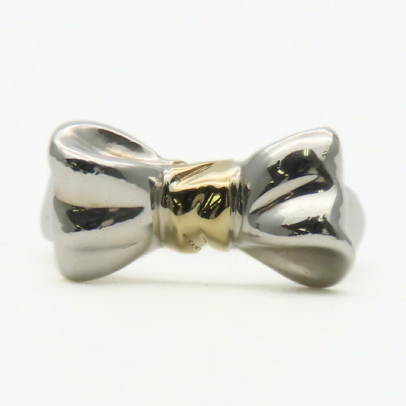 Tiffany & Co. Ribbon Ring, 925 Sterling Silver, 18K Yellow Gold, Women's, Com... - Picture 2 of 11